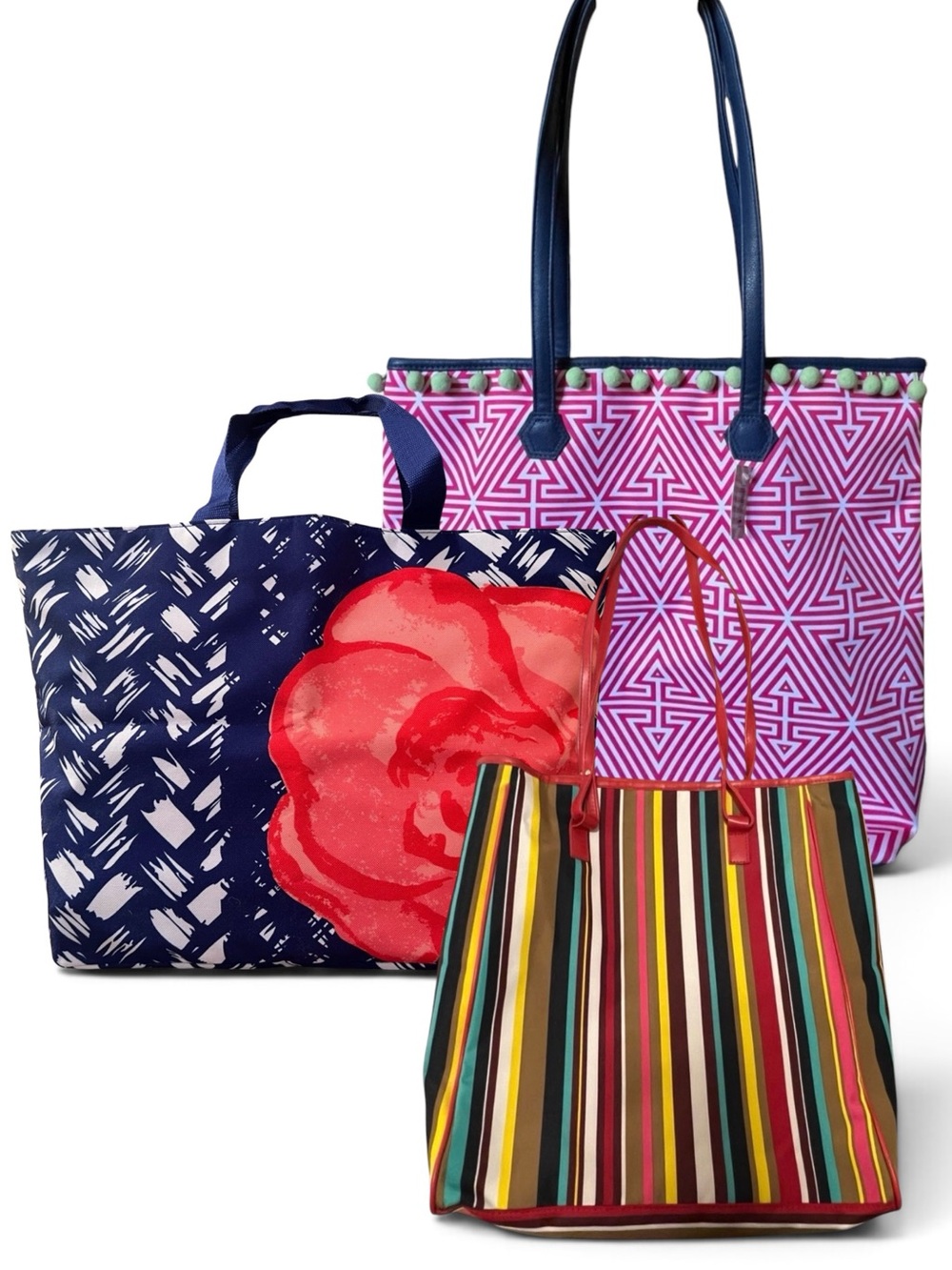 Lancome Clinique 3-Piece Summer Resort Canvas Tote Lot Set